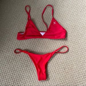 Red High Leg Bikini Bottoms